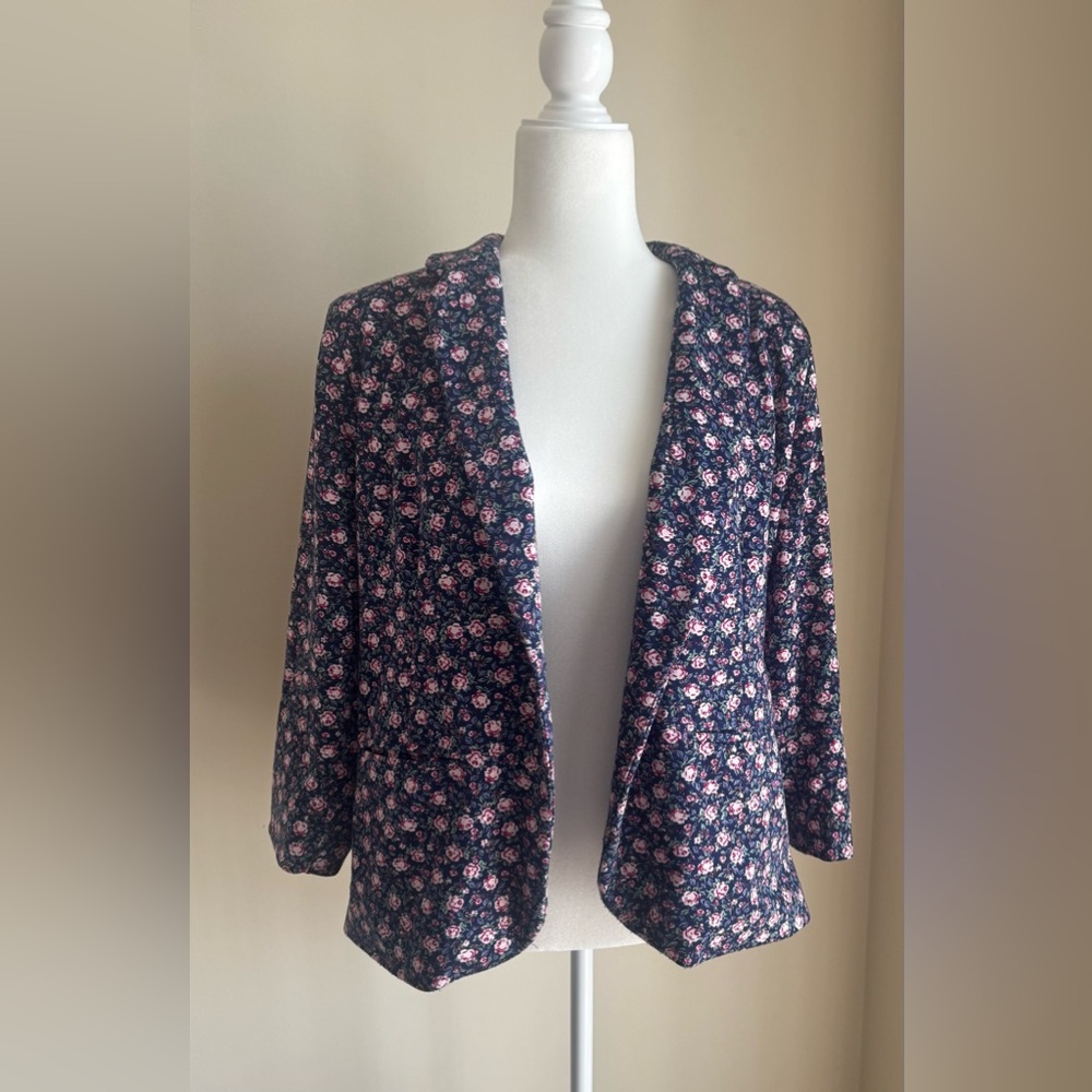 LC Lauren Conrad Floral Jacket - Navy and Pink